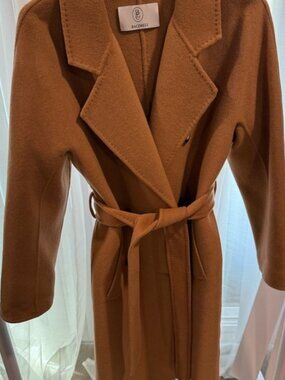 Brown Belted 100% wool Coat
